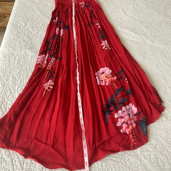 Free People Beau Smocked Printed Slip Red XS - Picture 8 of 9